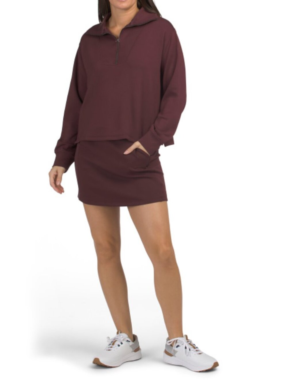 TOMMY BAHAMA 2pc Butter Soft Scuba Knit Quarter Zip Top And Skort Set